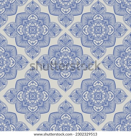 Abstract flower tiles seamless vector pattern design. Mandala vector background.