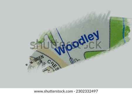 Woodley village, Hampshire, United Kingdom atlas map town name - painting