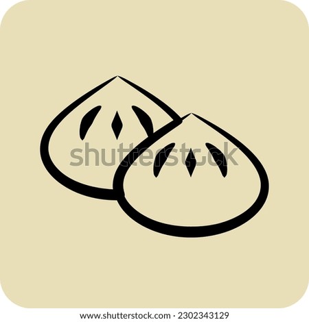 Icon Dumpling. suitable for Bakery symbol. hand drawn style. simple design editable. design template