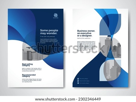 Template vector design for Brochure, AnnualReport, Magazine, Poster, Corporate Presentation, Portfolio, Flyer, infographic, layout modern with blue color size A4, Front and back, Easy to use and edit. Royalty-Free Stock Photo #2302346449