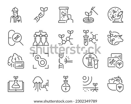 Biotech icon set. It included the biotechnology, biology, biological, BIOTEC, and more icons. Royalty-Free Stock Photo #2302349789