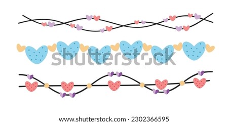 Heart String Element Decoration for valentines, women, mother day greeting invitation graphic design.