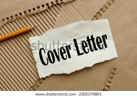 Cover letter text concept on torn paper. craft background