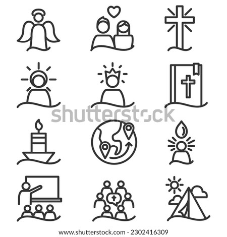 vector priest supplies icons collection Royalty-Free Stock Photo #2302416309