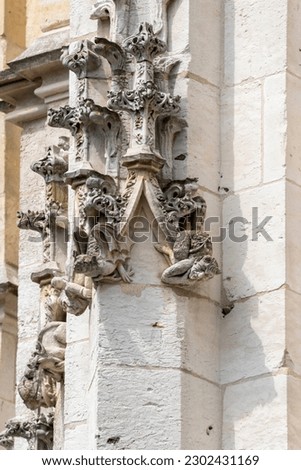 gothic decoration detail of the facade of the Rouen cathedral