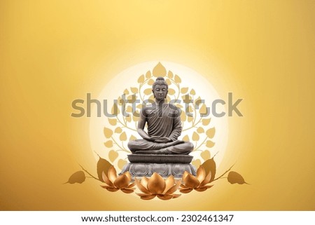 Buddha statue on golden background.