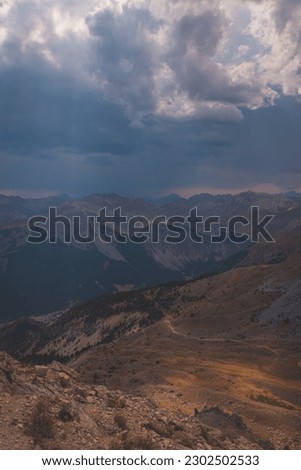 A picturesque landscape from the Sommet de Tronchet in the Queyras valley in the Alps (Hautes-Alpes, France)