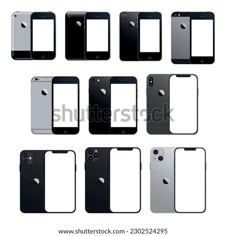 Set of iphones: 2007, 3G, 3GS, 4S, 5S, 6S, 7, X, 11XR, 12PRO, 13PRO, 14.