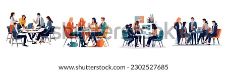 set template meeting office scene vector illustration print element Royalty-Free Stock Photo #2302527685