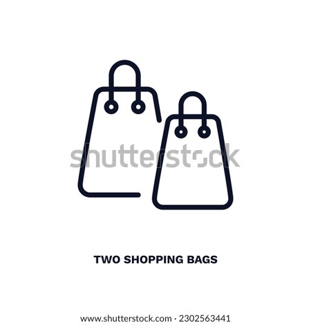 two shopping bags icon. Thin line two shopping bags icon from business and finance collection. Outline vector isolated on white background. Editable two shopping bags symbol can be used web and mobile