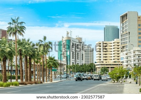 Jeddah downtown central district street, Saudi Arabia Royalty-Free Stock Photo #2302577587