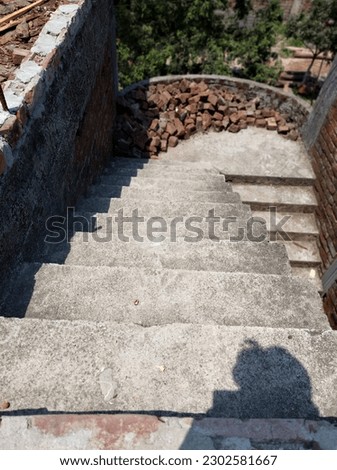 Stairs in building which is under construction. In rural area this type of open stairs available. 