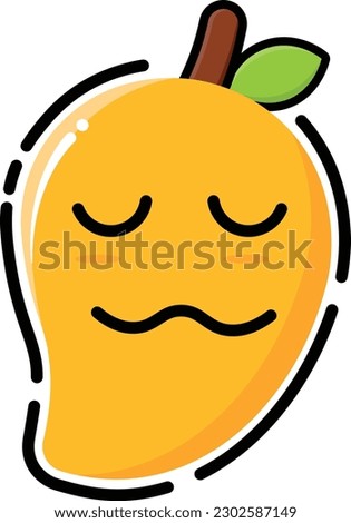 Vector mango in cute emoticon shape.