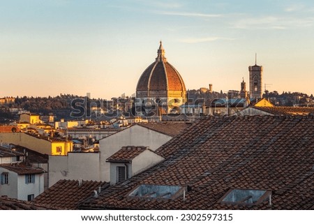 Florence Cathedral, formally the Cathedral of Saint Mary of the Flower, is the cathedral of Florence, Italy. Photographed in 2023 Royalty-Free Stock Photo #2302597315