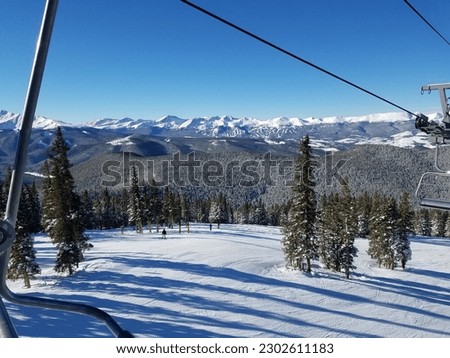 rocky mountain ski slopes in Colorado,  blue sky