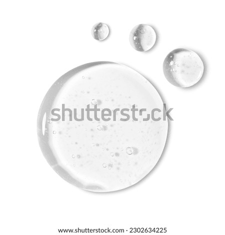 Collection of Glycerin Gel Makeup Primer Isolated on White. Anti Aging Hydro Serum. Hydrate Hyaluronic Acid Moisturizer Smear. Clear Drop of Liquid Foundation Blob Stroke with Bubbles. Makeup Product Royalty-Free Stock Photo #2302634225