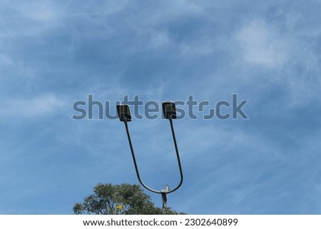 street lights with blue sky background