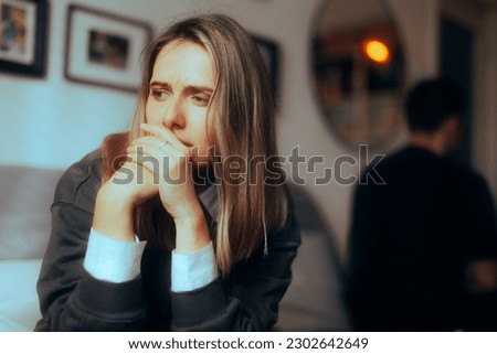 
Sad Woman Fighting with her Partner Thinking about Separation. Unhappy couple breaking up after awful argument 
 Royalty-Free Stock Photo #2302642649