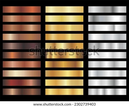 Collection of gold silver and bronze gradient for design vector illustration Royalty-Free Stock Photo #2302739403