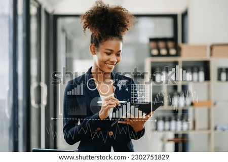 Intelligence and business analytics with key performance indicators dashboard concept.StartUp Programming as Fintech concept.Business team meeting. Photo professional investor  
 Royalty-Free Stock Photo #2302751829