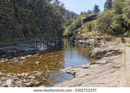 Natural pool. Ladrillar river, Las Hurdes, Extremadura, Spain  Royalty-Free Stock Photo #2302752197