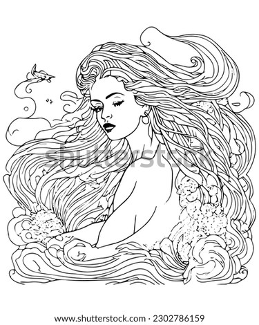 Magical Mermaid Intricate Line Art for an Enchanting Coloring Adventure