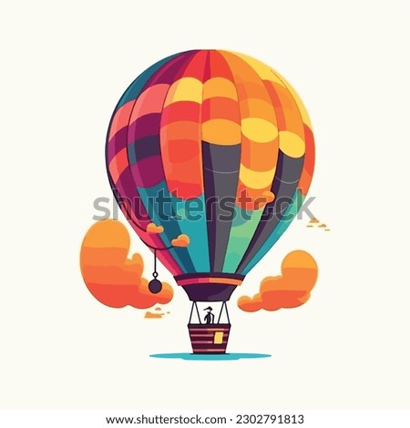 Hot air balloon in a cartoon style vector illustration.