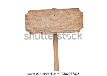 Old Wooden sign isolated on white background with clipping path included.