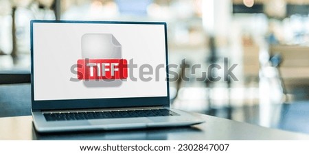 Laptop computer displaying the icon of TIFF file
