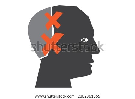 Broken Brain with Taped Material Abstract. Test dummy or medical. Editable Clip Art.