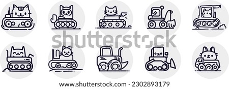 Cute Line art vector silhouette of a bulldozer 