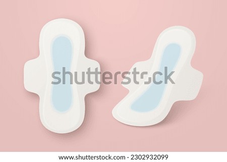 Vector 3d Realistic Menstrual Hygiene Products - Sanitary Pad Icon Set Closeup Isolated. Feminine Hygiene Icons - Sanitary Menstrul Pads, Design Template. Front View Royalty-Free Stock Photo #2302932099