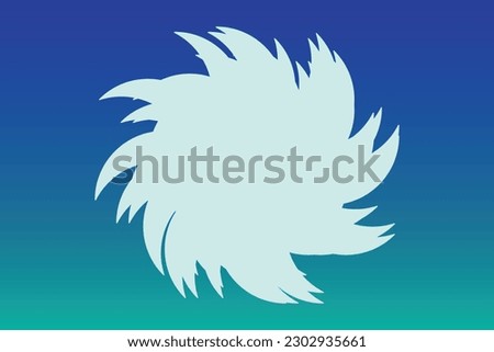 Cyclone, Tornado black icon isolated on blue water background. Spiral tornado symbol. Tropical storm, blowing hurricane. Natural conceptual vector element design 