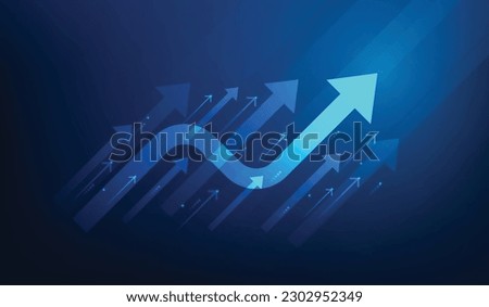 business investment arrow direction up achievement technology. income and return on investment. trading stock market increase concept. vector illustration fantastic low poly wireframe design. Royalty-Free Stock Photo #2302952349