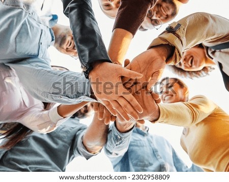 Group of young happy people or students or businesspeople having fun together outside the university college or office. Happy friendship concept with young people having fun together. Young startup Royalty-Free Stock Photo #2302958809