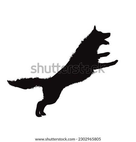 Vector silhouette of Germam Shepherd on white background. Symbol of dog and pet.