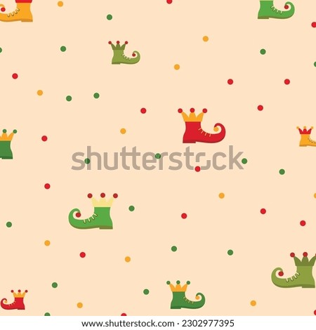 Christmas Elf Shoes Background Vector Design.