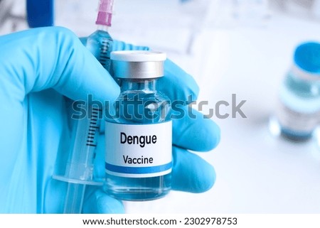Dengue vaccine in a vial, immunization and treatment of infection, vaccine used for disease prevention Royalty-Free Stock Photo #2302978753