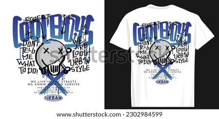 Cool grunge urban street style vintage typography. Graffiti drawing. Vector illustration design for fashion graphics, t shirt prints. Royalty-Free Stock Photo #2302984599