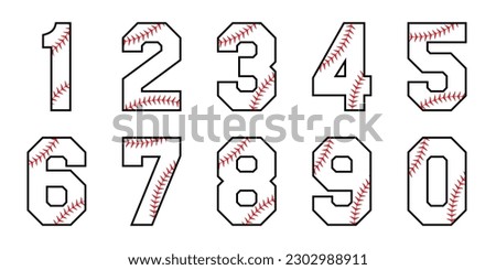 Baseball number 1-9 icon set. Clipart image isolated on white background
