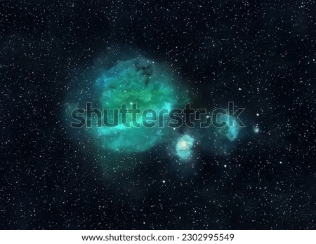 Astronomical image of Sharpless 235 emission nebula captured with amateur telescope and dedicated astronomy camera