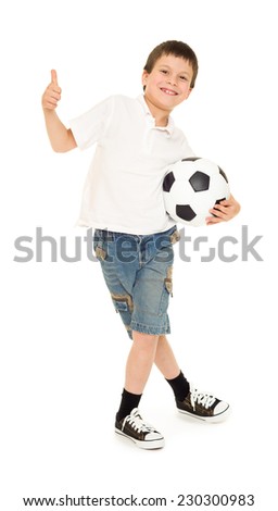 soccer boy studio isolated on white