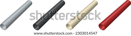 PVC pipe isolated vector illustrations set. Royalty-Free Stock Photo #2303014547