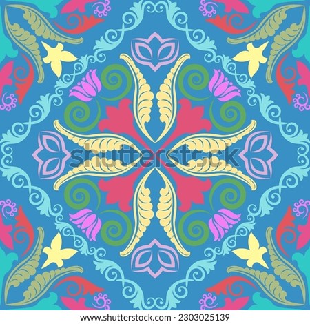 colorful floral ornaments, seamless pattern