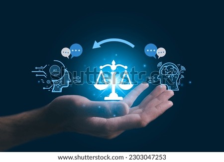 AI ethics or AI Law concept. Developing AI codes of ethics. Compliance, regulation, standard , business policy and responsibility for guarding against unintended bias in machine learning algorithms. Royalty-Free Stock Photo #2303047253