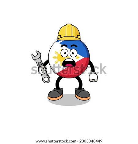 Character Illustration of philippines flag with 404 error , character design