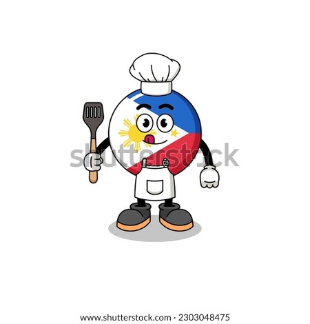 Mascot Illustration of philippines flag chef , character design