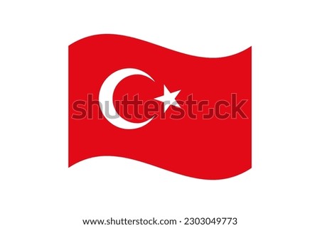 The flag of Turkey. Standard color. The wavy flag. Icon design. Computer illustration. Digital illustration. Vector illustration.