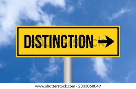 Distinction road sign on cloudy sky background