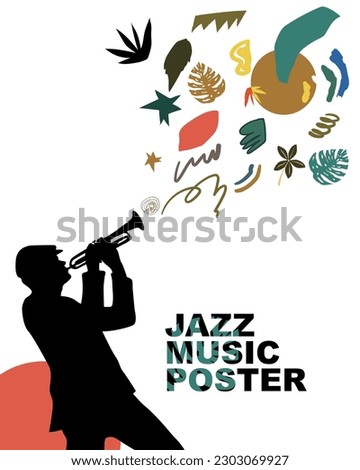 Vector template hand drawn abstract jazz poster 